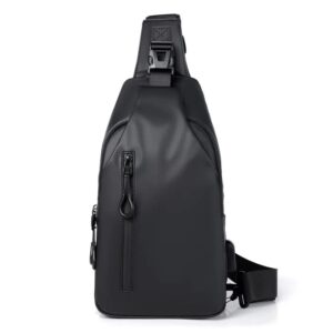 riyune waterproof shoulder bag hiking daypacks crossbody backpack multipurpose cross body chest bag waterproof sling bag (black)