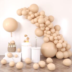 rubfac 116pcs nude balloons different sizes beige balloons pack of 36 18 12 10 5 inch for garland arch retro apricot extra large balloons for birthday baby showers wedding party decoration