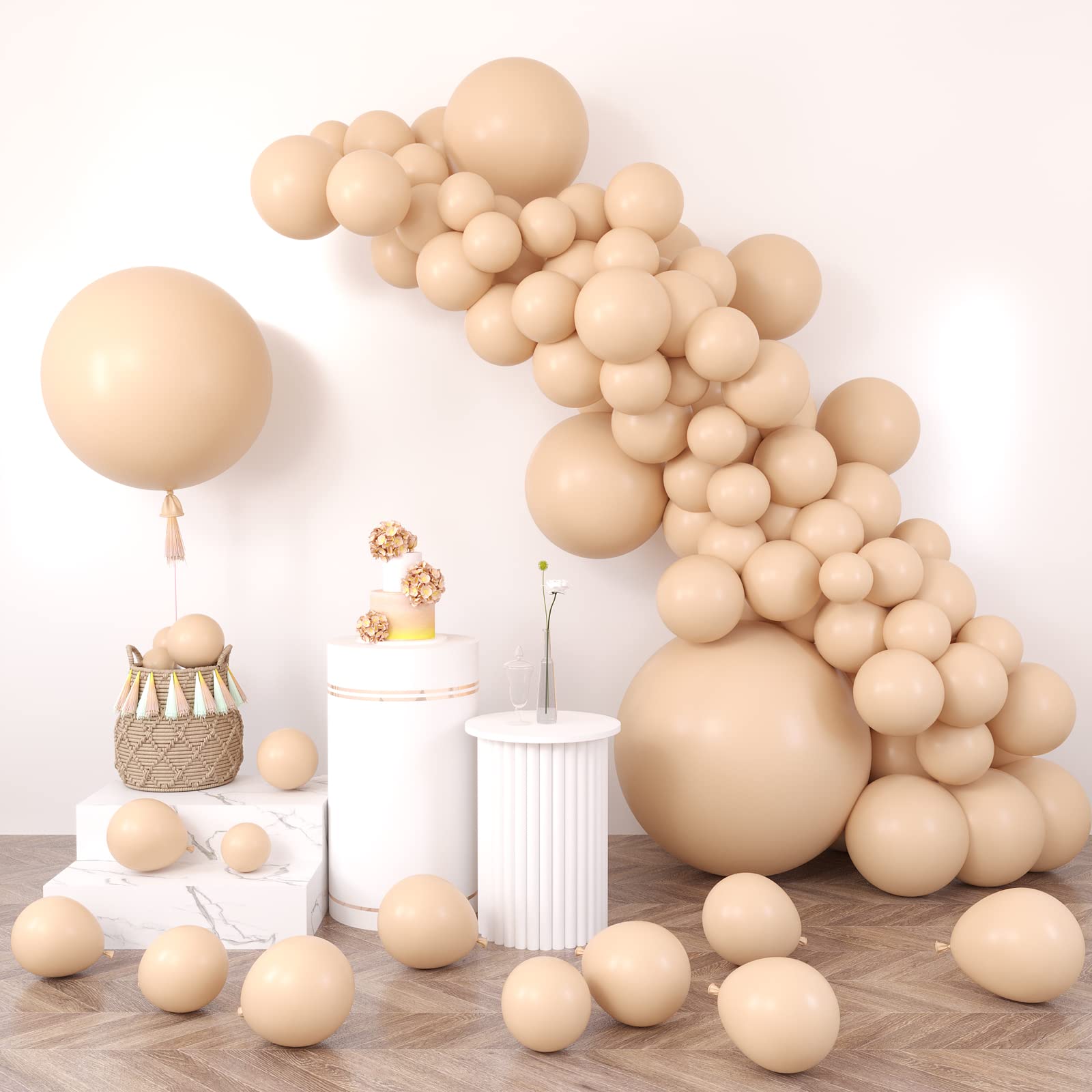 RUBFAC 116pcs Nude Balloons Different Sizes Beige Balloons Pack of 36 18 12 10 5 Inch for Garland Arch Retro Apricot Extra Large Balloons for Birthday Baby Showers Wedding Party Decoration