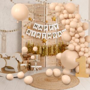 RUBFAC 116pcs Nude Balloons Different Sizes Beige Balloons Pack of 36 18 12 10 5 Inch for Garland Arch Retro Apricot Extra Large Balloons for Birthday Baby Showers Wedding Party Decoration