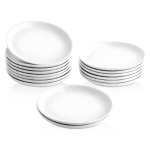 xinltc square appetizer plate, set of 10, white 7 inch ceramic dessert plates serving plates, small dinner plates for cake snacks side dish, scratch resistant, microwave, oven, and dishwasher safe