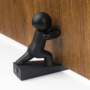 Cute Door Stopper, Decorative Door Stop, Protects Your Floors, Black, 1 Pack (Patented)