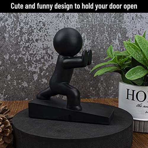 Cute Door Stopper, Decorative Door Stop, Protects Your Floors, Black, 1 Pack (Patented)