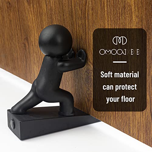 Cute Door Stopper, Decorative Door Stop, Protects Your Floors, Black, 1 Pack (Patented)