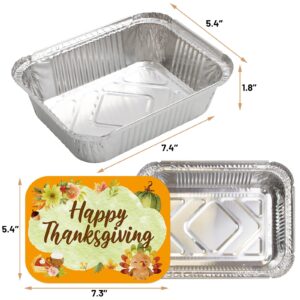 WorldBazaar Thanksgiving Aluminum Food Containers with Lids 36PCS Watercolor Thanksgiving Leftover Containers Disposable Turkey Aluminum Containers Thanksgiving Party Supplies