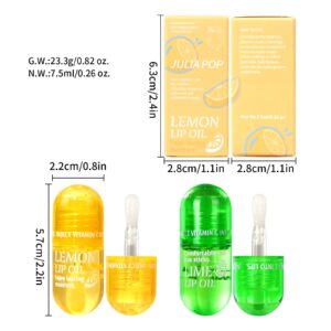 Easilydays Lemon Moisturizing Lip Oils, Mini Capsule Hydrating Lip Gloss, Daytime Refreshing Lip Balm Lip Care Serum, Lightweight Long Lasting Lip Glow Oil, Non-Sticky Shine Primer (Yellow)