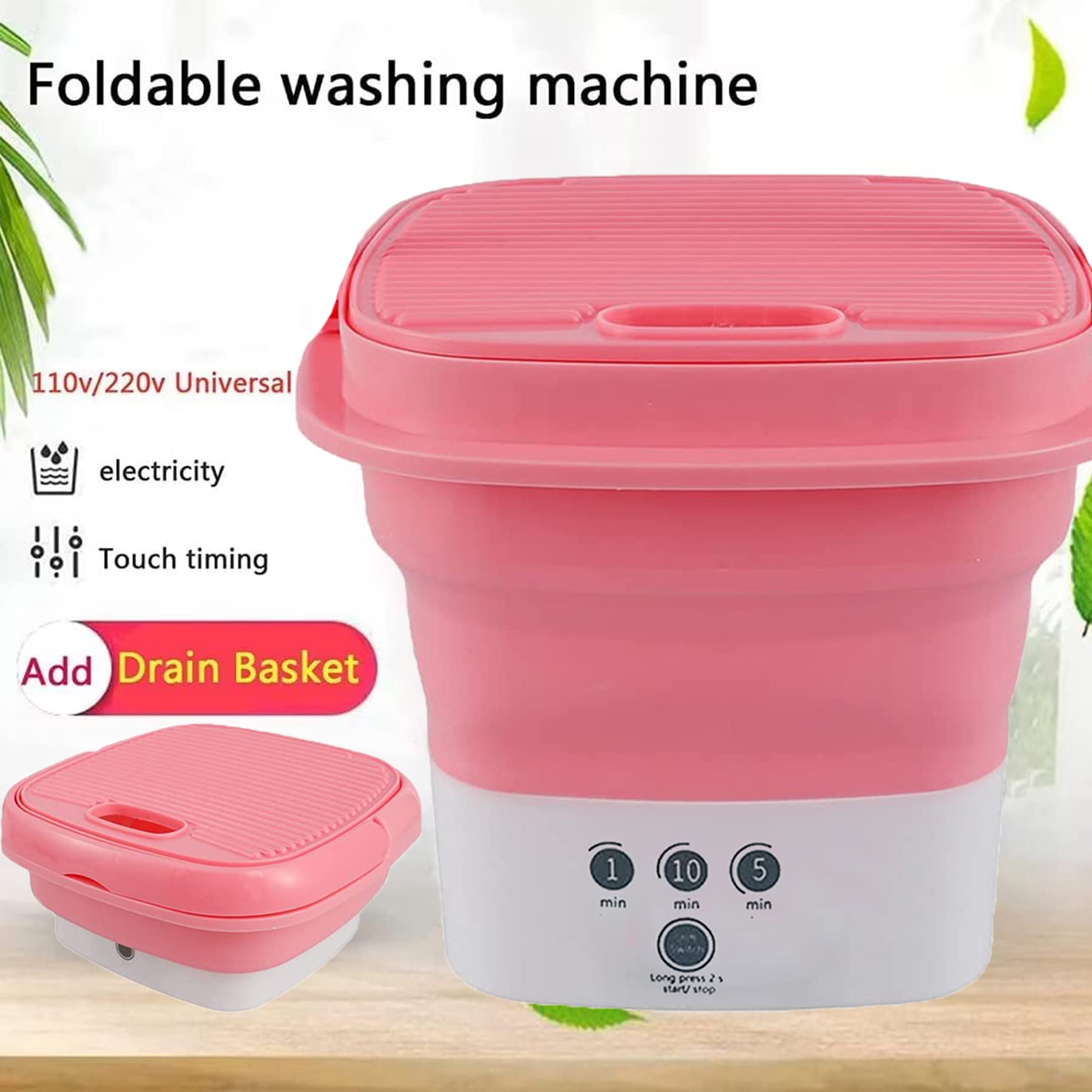 Portable washing Machine,Foldable Mini Washing Machine, Small Washer for Baby Clothes, Underwear or Small Items, Apartment, Dorm, Camping, RV Travel laundry- Gift Choice (Pink)