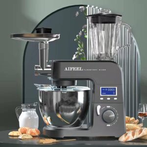 Aifeel Stand Mixer All Metal, Multifunctional LCD Display Electric Kitchen Food Mixer,800W 8 Speed Mixer Noodle Maker with 1.5L Blender,6.5 QT Bowl, Dough Hook, Whisk, Beater,Meat Grinder,Sausage Kit