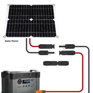 WININMETA 10Ft 12AWG Solar Power Charge Extension Cable to XT60i Solar Connector to XT60i Adapter Cable for Solar Panel to LiFePO4 Battery RV Portable Power Station Solar Generator DC500V 30A