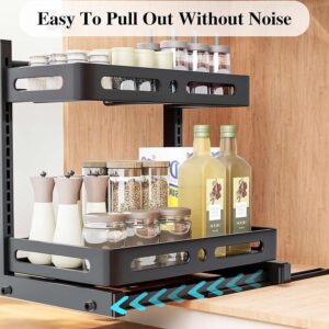 Under Sink Organizer, Height Adjustable Pull-out Cabinet Organizer, 2-Tier Slide Out Sliding Shelf Under Cabinet Storage for Kitchen and Bathroom