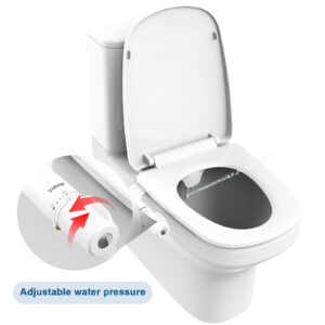 Yohip Ultra-Slim Bidet Attachment For Toilet, Non-electric Dual Nozzle (Feminine And Posterior Wash) Bidet Attachment, Adjustable Fresh Water Pressure White Bidet Toilet Seat Attachment