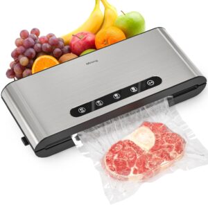 food vacuum sealer machine double pumps household 430 stainless steel brushed metal panel dry moist vacuum sealer with sealer bags&1 air suction hose