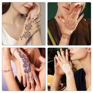 Qpout Tattoo Stencils For Kids Adults, 12 Sheets Henna Stencils for Hands,Henna Tattoo Stencil Kit, Mehndi Stencils for Hands, Tattoo Stencils for Real Tattoos, Airbrush Tattoo Stencils