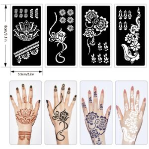 Qpout Tattoo Stencils For Kids Adults, 12 Sheets Henna Stencils for Hands,Henna Tattoo Stencil Kit, Mehndi Stencils for Hands, Tattoo Stencils for Real Tattoos, Airbrush Tattoo Stencils