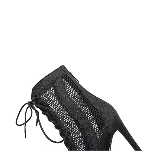 Xydeinb Women's Super High Heel Open Toe Mesh Fine Heeled Sandals Boots Summer Short Boots