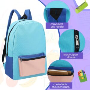 Amylove 24 Packs 12 x 17 x 6 Inches Bulk Backpacks Two Tone Backpacks with Pockets Adjustable Padded Straps Back to School Supplies Bag Bookbag for Kids Women Men Boys Girls (Fresh Color)