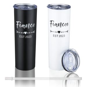 dhqh fiance and fiancee 2023 tumbler set, engagement wedding gifts for couples newlyweds wife husband bride to be newly engaged 20oz travel tumbler bachelorette party gifts.