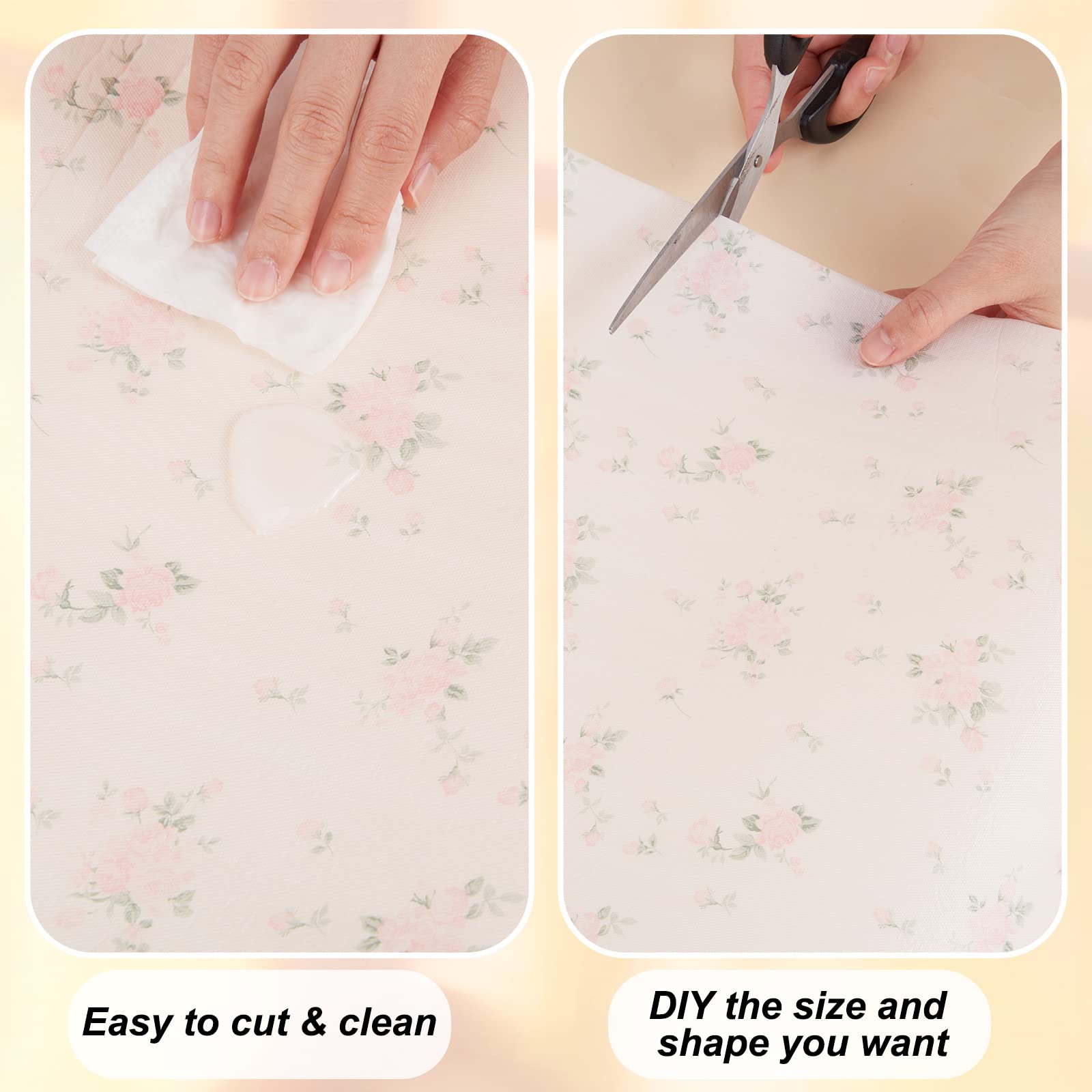 CREATCABIN Plastic Drawer Liners Shelf Cabinet Closet Cupboard Mat Roll Non-Adhesive Waterproof Non-Slip Proof Refrigerator Kitchen Protector Lining for Home 30 x 300cm Pink Rose