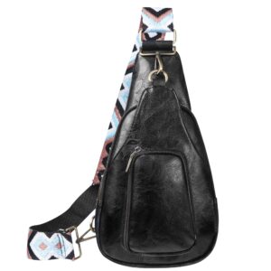 kfxfenq sling bag for women pu leather sling bags for women crossbody fashion sling backpack multipurpose chest bag for women (1-brown)