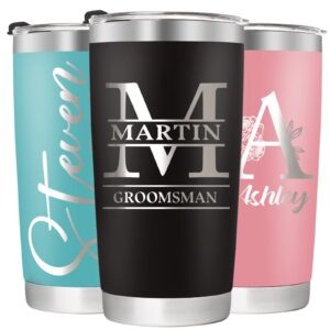 personalized tumbler with names 16 designs 10 colors - vacuum insulated travel tumbler with lid & straw 20 oz custom christmas birthday gift for dad mom sister friend bridesmaid groomsmen