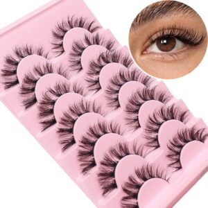 Fyonas Lash Clusters Cat Eye Lashes Lash Extension Wispy False Eyelashes 7 Pairs 3D Faux Mink Lashes Fluffy&Volume Lashes Pack | Lash Clusters 06