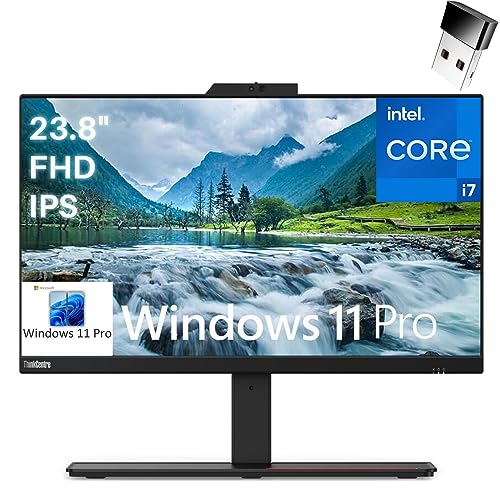 Lenovo ThinkCentre M90a 23.8" FHD AIO Business All-in-One Desktop, Intel Octa-Core i7-10700 up to 4.8GHz, 16GB DDR4 RAM, 512GB PCIe SSD, WiFi Adapter, Ethernet, Windows 11 Pro, BROAG Mouse Pad