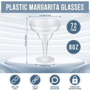 72 Pcs Plastic Margarita Glasses 8 oz Plastic Margarita Cups Mexican Theme Plastic Cocktail Glasses Shatterproof Disposable Cups Cocktail Cups for Cinco De Mayo Fiesta
