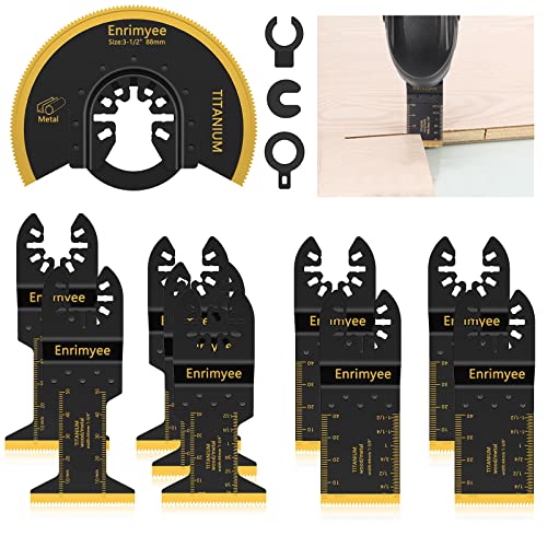 Titanium Oscillating Multitool Blade - 10 PC Oscillating Tool Saw Blades for Metal Nails Wood Plastic Hard Material Cutting - Quick Release Oscillating Tool Blades Fit Dewalt Milwaukee Makita Bosch