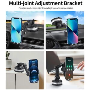 EIMONEY 2023 New 1S Car Phone Holder Mount, Suction Cup Cell Phone Holder Stand, Universal Car Phone Holder Mount,Strong Suction Cell Phone Car Mount for All Phone (1 Pack Black)