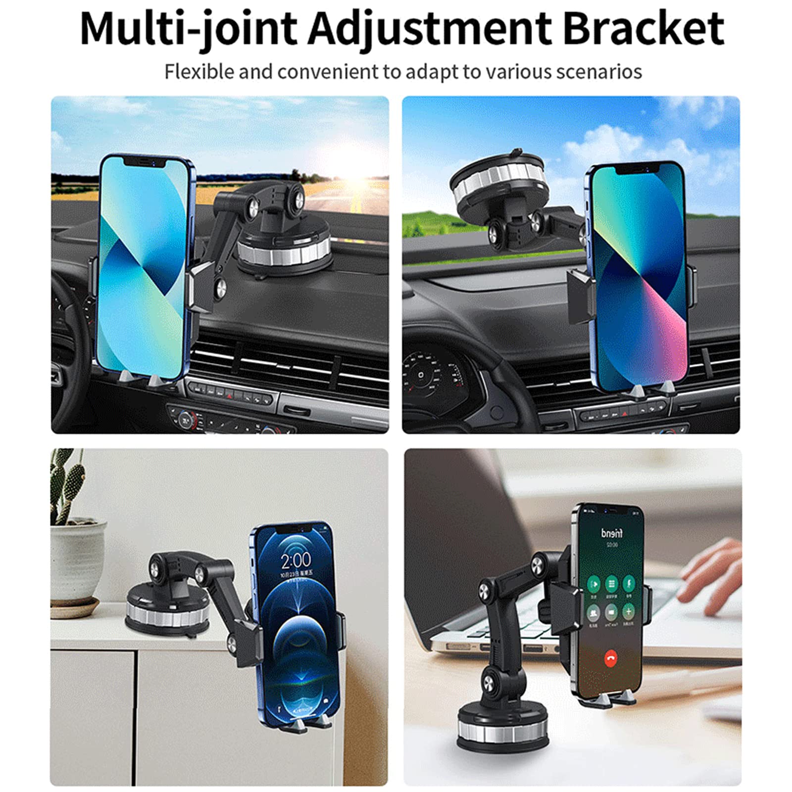 EIMONEY 2023 New 1S Car Phone Holder Mount, Suction Cup Cell Phone Holder Stand, Universal Car Phone Holder Mount,Strong Suction Cell Phone Car Mount for All Phone (1 Pack Black)