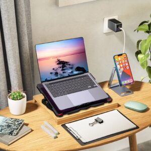 AICHESON Laptop Cooling Pad for 15.6 to 17.3 Inches PC Notebooks, 5 Fans Computer Cooler Stands with Purple Lights Desk Chiller Mat, S035