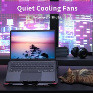 AICHESON Laptop Cooling Pad for 15.6 to 17.3 Inches PC Notebooks, 5 Fans Computer Cooler Stands with Purple Lights Desk Chiller Mat, S035