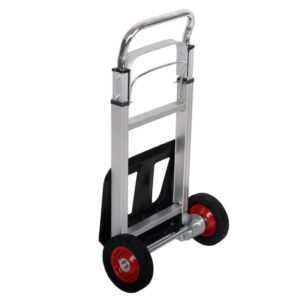 Aluminum Hand Truck Heavy Duty Hand Truck Dolly Cart Foldable Hand Cart 220 lb Capacity with 2 Elastic Ropes Telescoping Handle Handing Truck for Delivery Carrying (220lbs/2 Wheels)