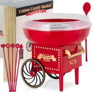 Cotton Candy Machine Kit - Red Retro Cotton Candy Maker, Effortless Home Sugar Candy Maker Machine with Comprehensive User-Friendly Guide, Ideal for Parties & Fun Gatherings