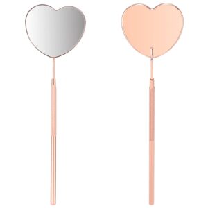 miuffue 2.2inch lovely lash mirror, heart shaped detachable stainless steel eyelash mirror, lash mirror for eyelash extensions, lash extension supplies and tool for lash techs, rose gold