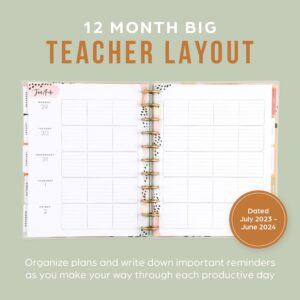 Happy Planner Disc-Bound School Planner and Calendar, 12-Month Daily, Weekly, and Monthly July 2023–June 2024 Planner, Teacher Layout, Wild Journey Theme, Big Size, 8 1/2 Inches by 11 Inches