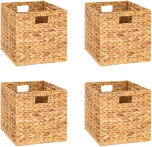 m4decor 3 nested wicker storage basket for shelves, large cube storage bins for bedroom, living room, nursery room (3 packs square baskets)