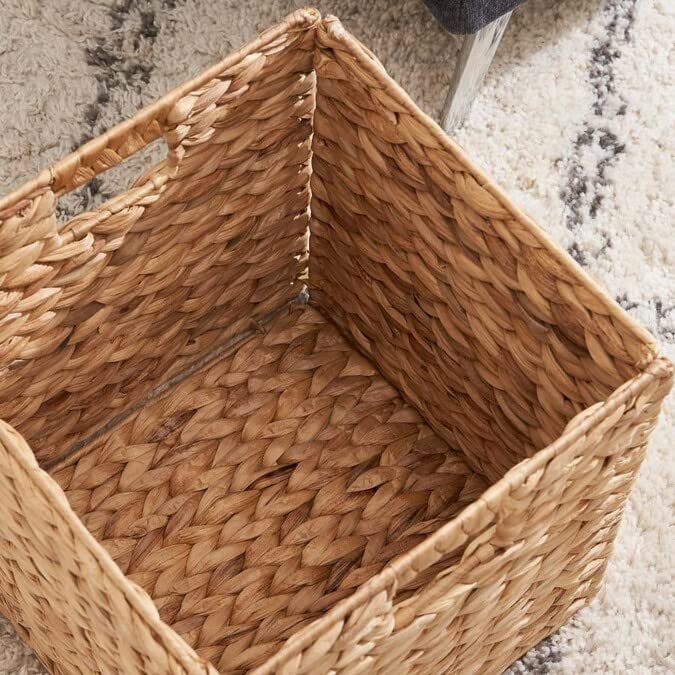 M4DECOR 3 Nested Wicker Storage Basket for Shelves, Large Cube Storage Bins for Bedroom, Living Room, Nursery Room (3 Packs Square Baskets)