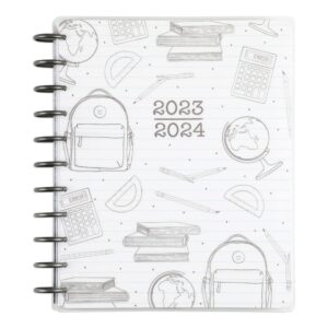 happy planner disc-bound school planner and calendar, 12-month daily, weekly, and monthly july 2023–june 2024 planner, vertical layout, mail call theme, big size, 8 1/2 inches by 11 inches