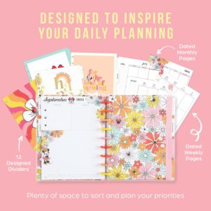 Happy Planner Disney 12-Month Teacher Planner, July 2023–June 2024, Daily, Weekly, and Monthly Disc-Bound Pages, Vertical Layout, Sunny Minnie Theme, Classic Size, 7 Inches by 9 1/4 Inches