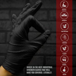 MED PRIDE Maxx Strength Nitrile Industrial Gloves, 8 Mil Thick [1000 Gloves/Medium] - Diamond Texture Disposable Safety- Heavy-Duty, Tear-Resistant Mechanic Automotive Food Handling Gloves- Black