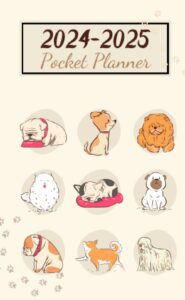 2024 2025 pocket planner: 2 year pocket calendar january 2024 to december 2025 | cute dogs