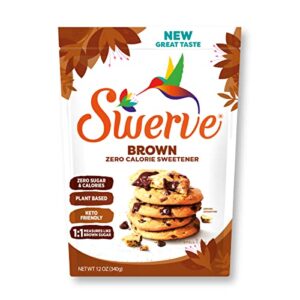 swerve ultimate sugar replacement sweetener, brown sugar substitute, keto friendly, zero calorie, zero sugar, non-glycemic, gluten free, 12 ounces