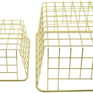 Stephanie Imports Set of 2 Nested Wire Basket Trays for Storage and Organizing (Gold)