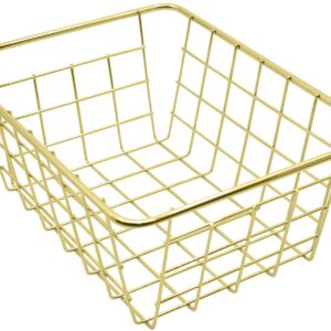 Stephanie Imports Set of 2 Nested Wire Basket Trays for Storage and Organizing (Gold)