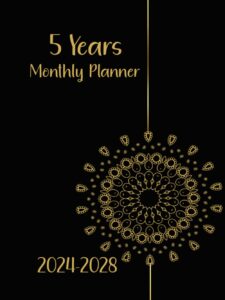 5 years monthly planner 2024-2028: 60 months calendar schedule organizer 2024-2028, 171 pages.