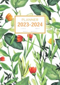 planner 2023-2024: a5 weekly and monthly organizer from june 2023 to may 2024 | acrylic painting floral design white