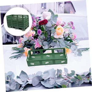 Abaodam Wedding Car Decoration Suction Cup Rectangular Tray Wedding Decor Garland for Table Floral Cage Large Flower Cage Holder Flower Mud Tray Floral Foams Disc Wedding Flower Tray 6pcs