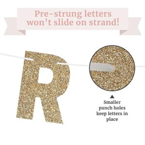 Perfect Occasion Gold Glitter Happy Birthday Pre-Strung Banner - 8 ft Strands Cardstock - Party Decorations & Decor