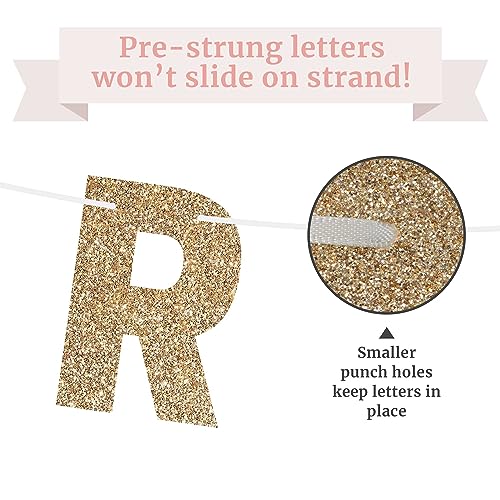 Perfect Occasion Gold Glitter Happy Birthday Pre-Strung Banner - 8 ft Strands Cardstock - Party Decorations & Decor